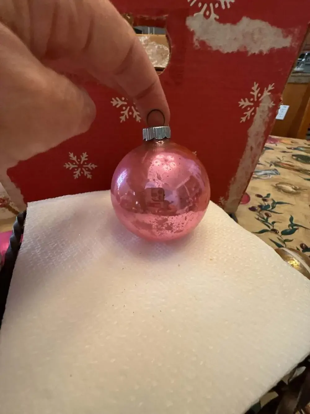 Vtg Shiny Brite Pink Mercury Glass Christmas Tree Ball Ornament